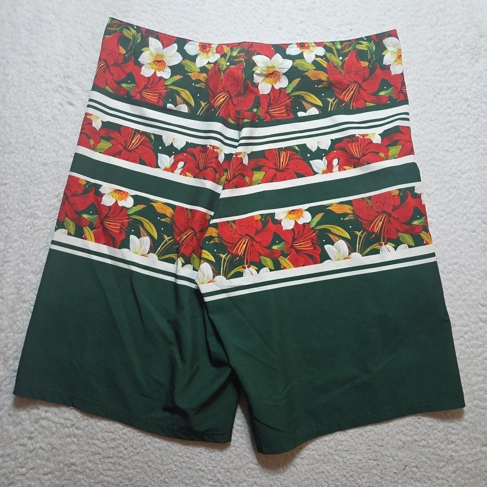 NHL Minnesota Wild Mens Size 36 Swim Trunks Board Shorts Floral Team Colorblock